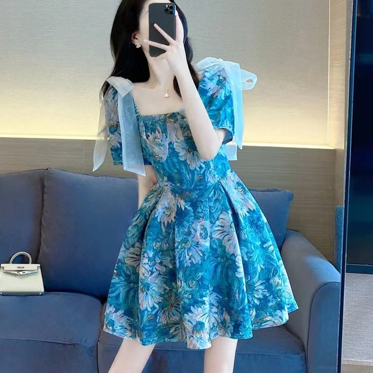 Retro High-end Niche-design Floral A-line Puff Skirt by Ricaloux