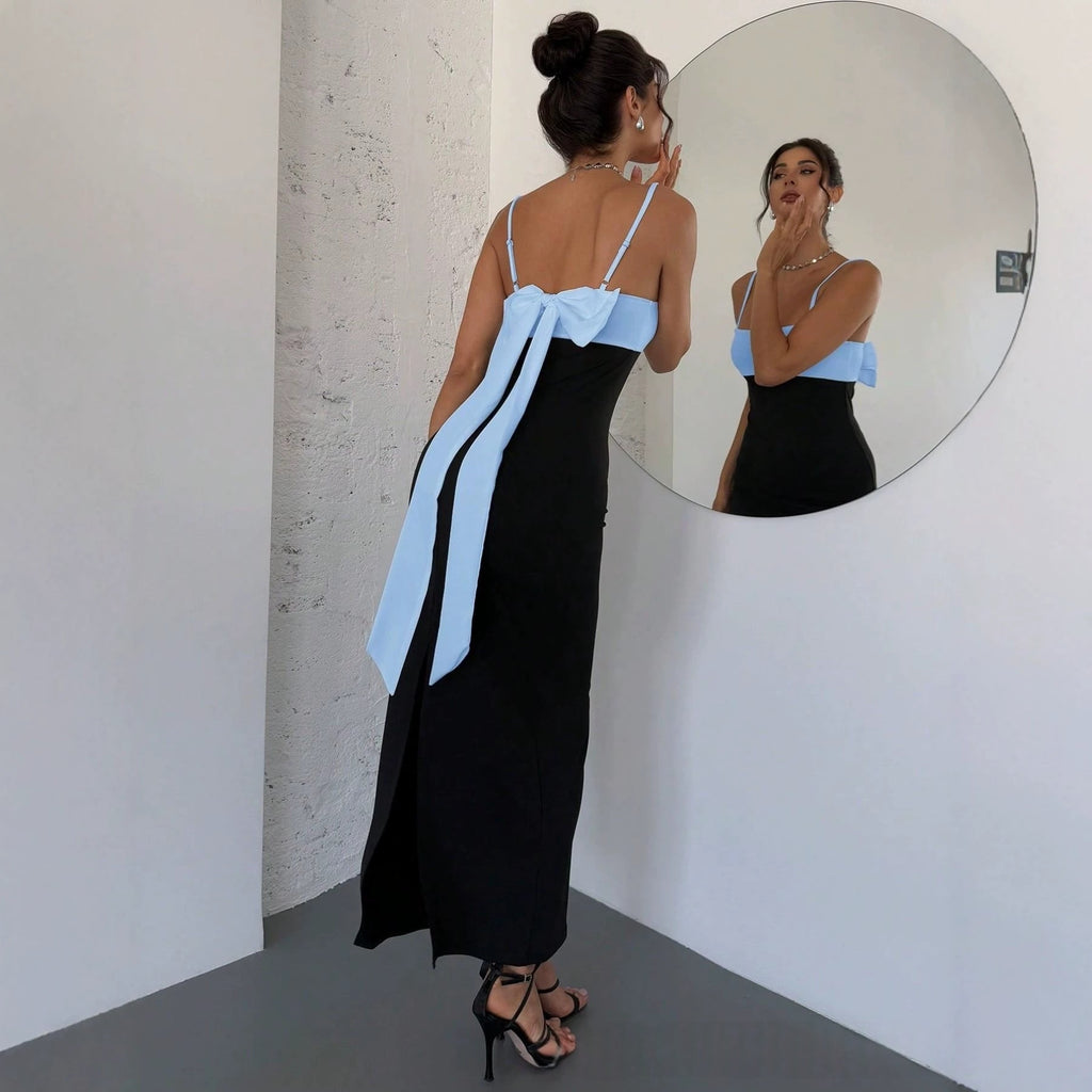 New Womens Backless Color Block Dress – Premium 0 | RICALOUX