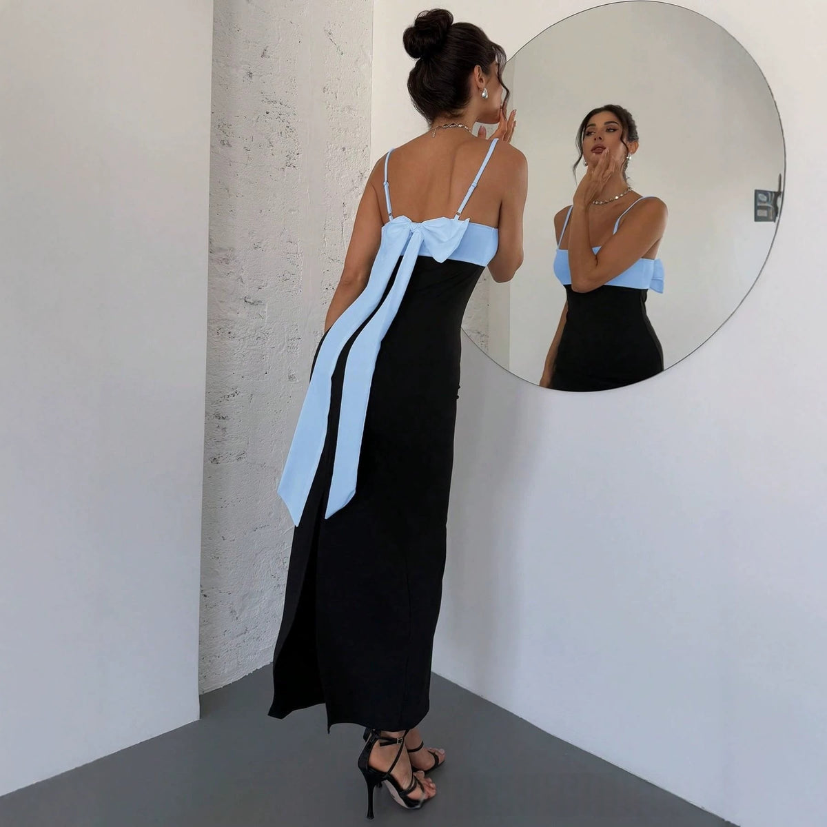 New Womens Backless Color Block Dress – Premium 0 | RICALOUX