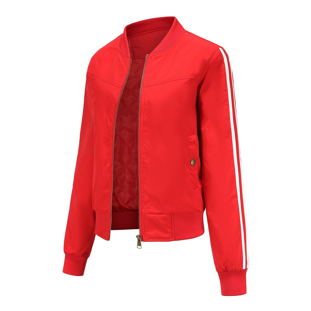 Womens Cropped Aviator Jacket Springautumn Fleece-lined Coat by Ricaloux