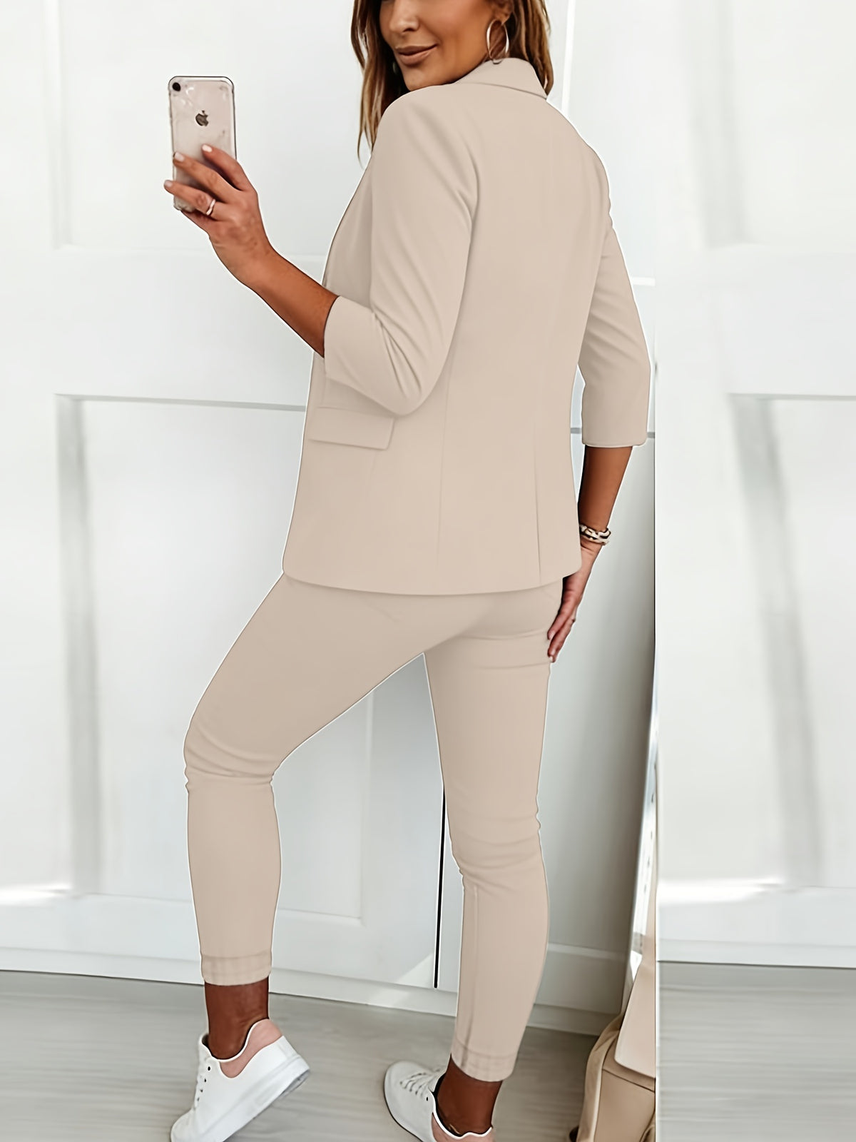 Womens Solid-color Versatile Fashionable Casual Suit Set by Ricaloux