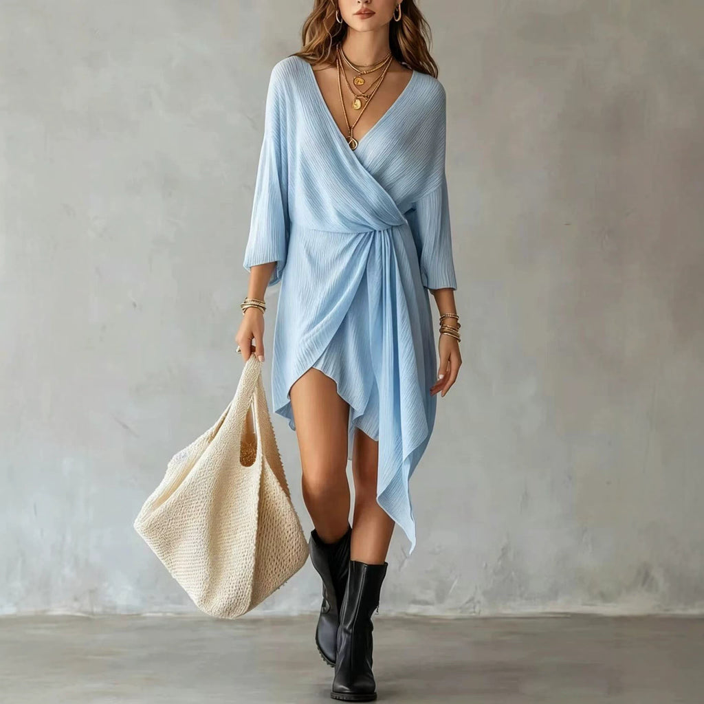 European And American-style Wrap V-neck Dress For Women by Ricaloux