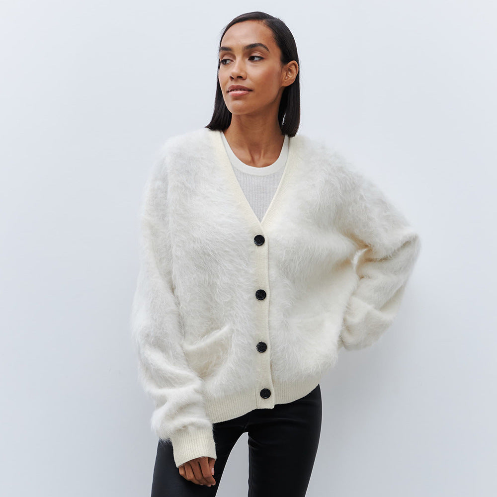 Laid-back Relaxed-fit Knitted Warm Cardigan by Ricaloux