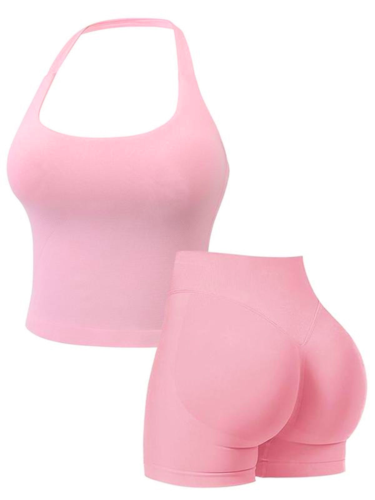 New Halter-Neck Seamless Yoga Backless Camisole And High-Waisted Workout Set – Premium 0 | RICALOUX