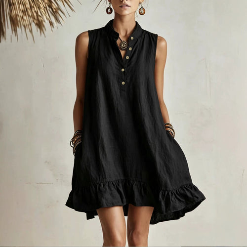 Cotton-linen Loose-fit Fashionable Casual Womens Dress – Premium 0 | RICALOUX