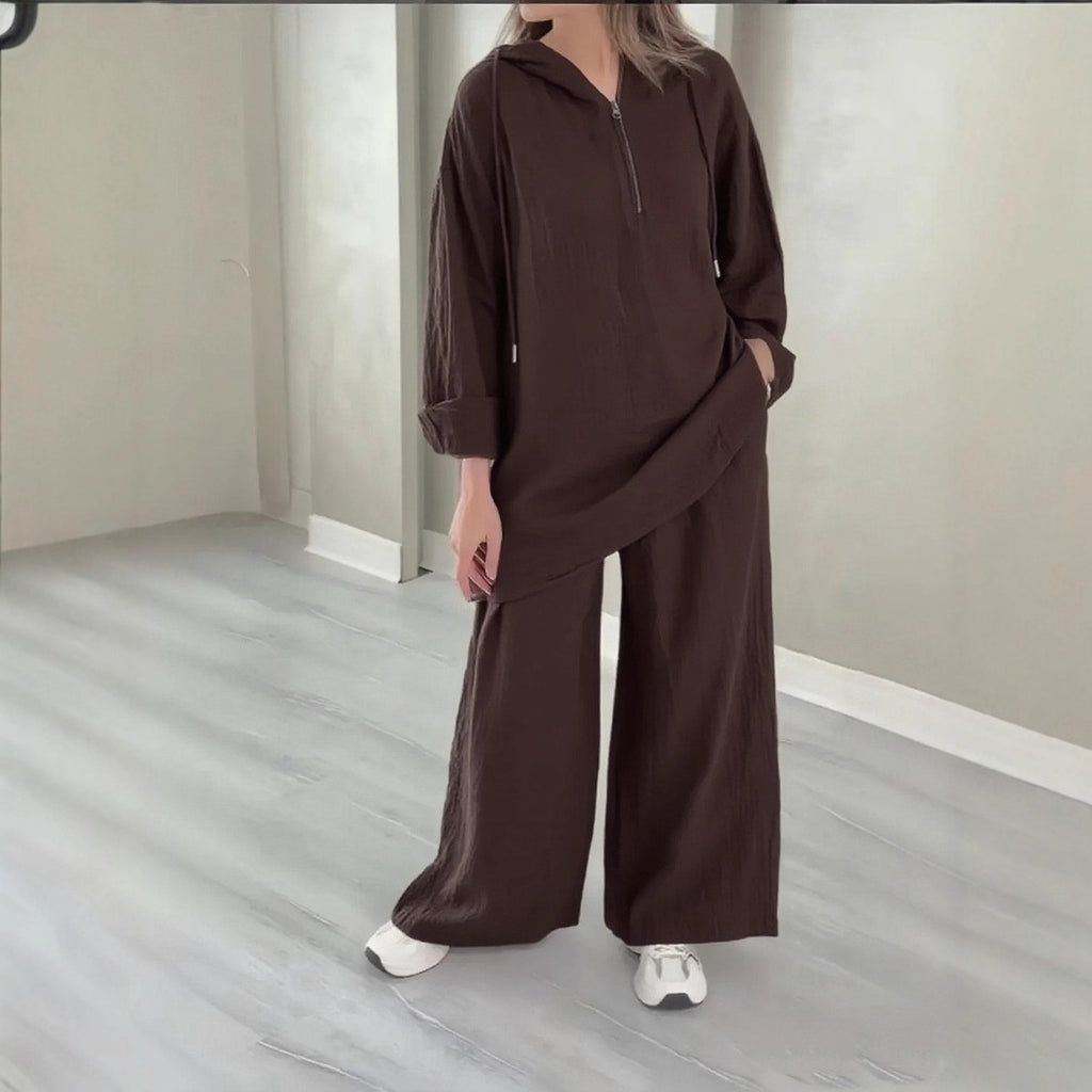 Half-zip Top And Wide-leg Pants Set – Premium 0 | RICALOUX