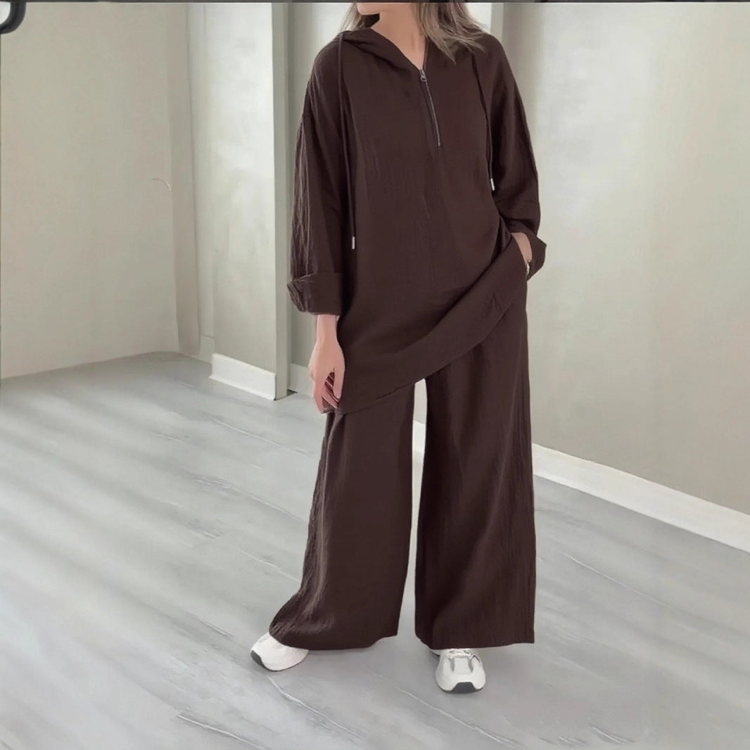 Half-zip Top And Wide-leg Pants Set – Premium 0 | RICALOUX