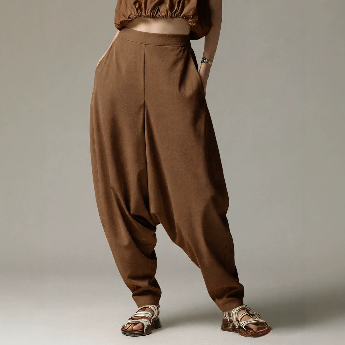 High-waisted Wide-leg Relaxed-fit Casual Trousers – Premium 0 | RICALOUX
