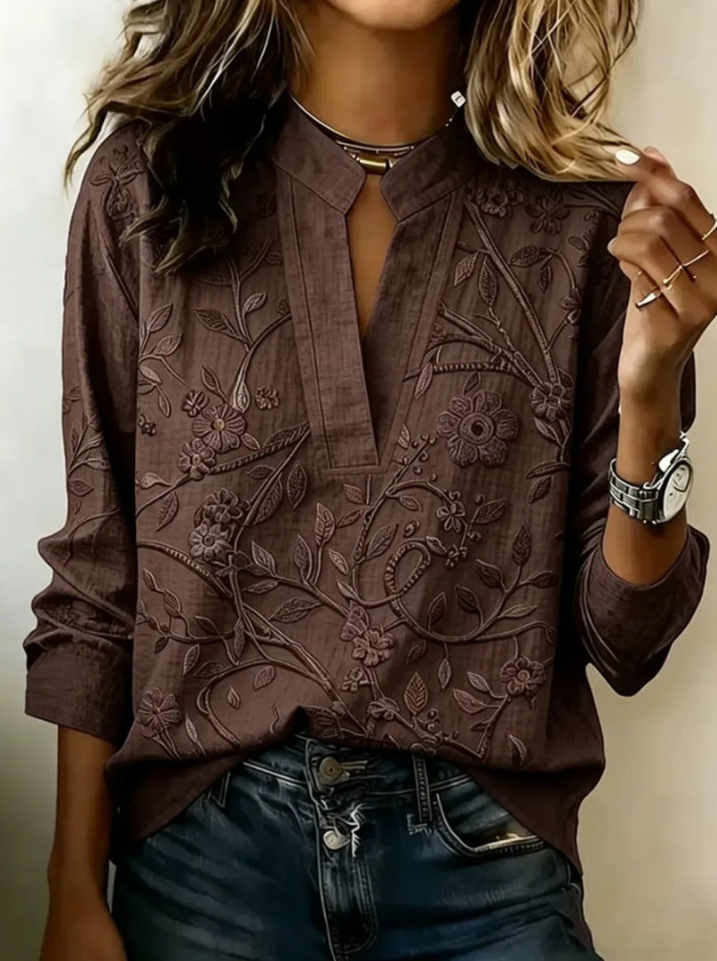 Pullover Versatile Spring Summer Long-sleeve Blouse Top by Ricaloux