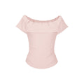 Stunning Pink Off-shoulder Top With A Boat Neckline And Ruffled Short Sleeves by Ricaloux