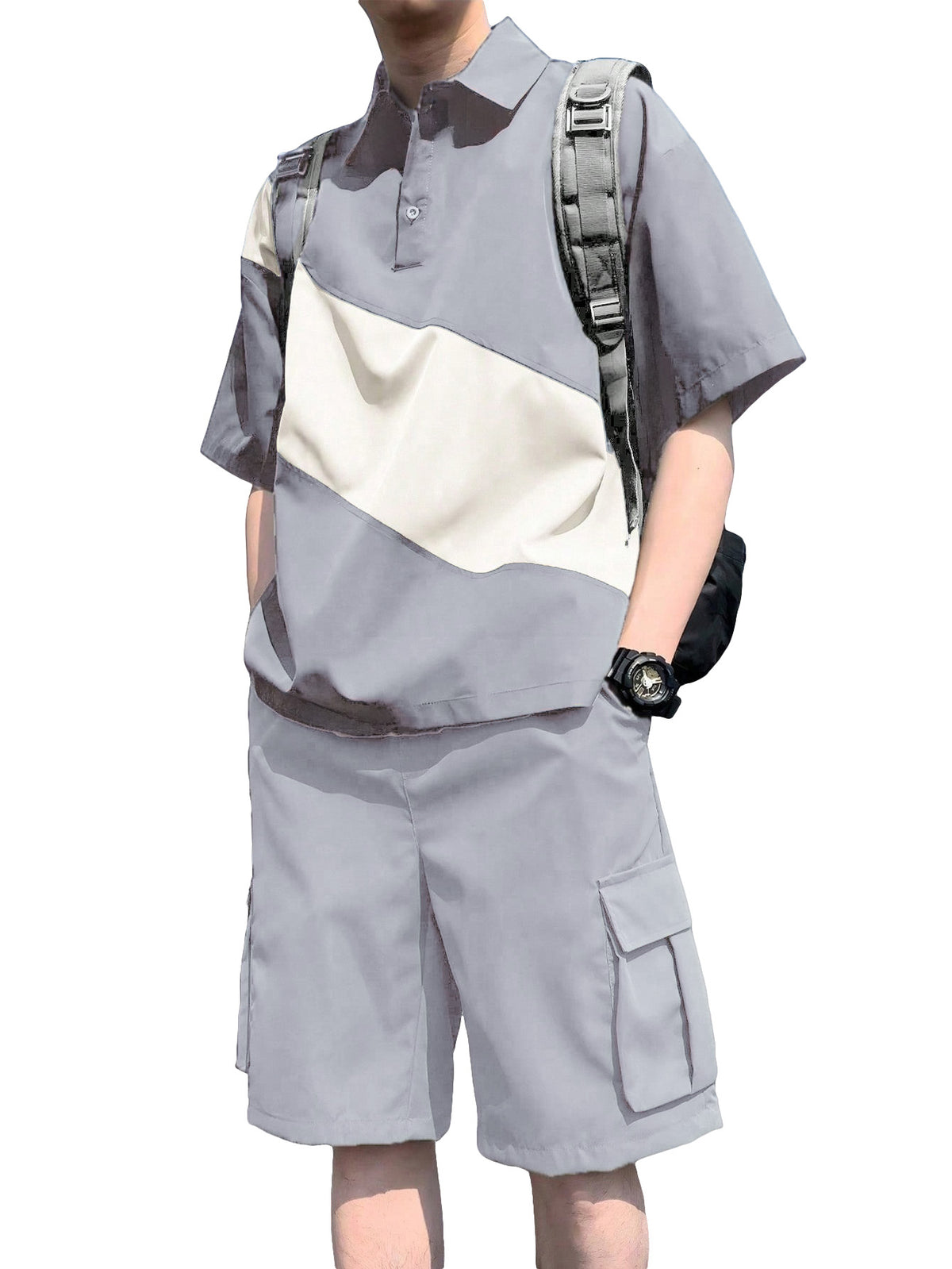 Loose-fitting Short-sleeve Shirt Mens Casual Suit by Ricaloux
