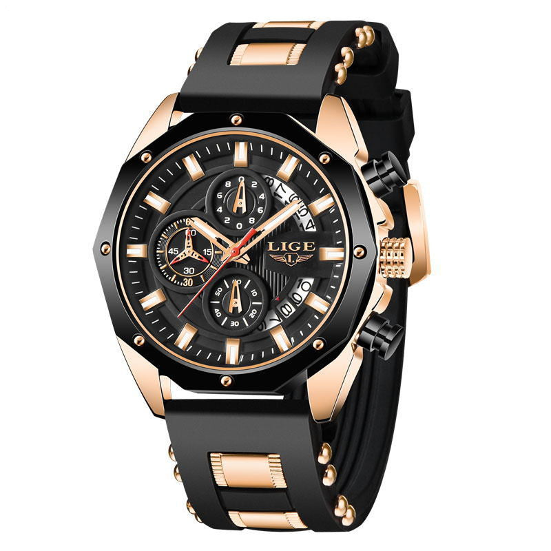 Fashion Mens Watches Top Brand Luxury Silicone Sport Watch Men Quartz Date Clock Waterproof Wristwatch Chronograph – Premium 0 | RICALOUX