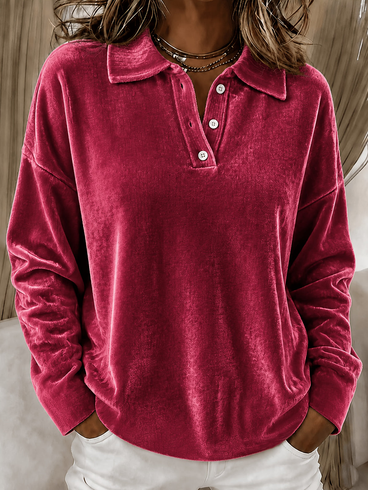 Relaxed And Versatile Long-sleeved Polo Shirt With A Turned-up Collar – Premium 0 | RICALOUX