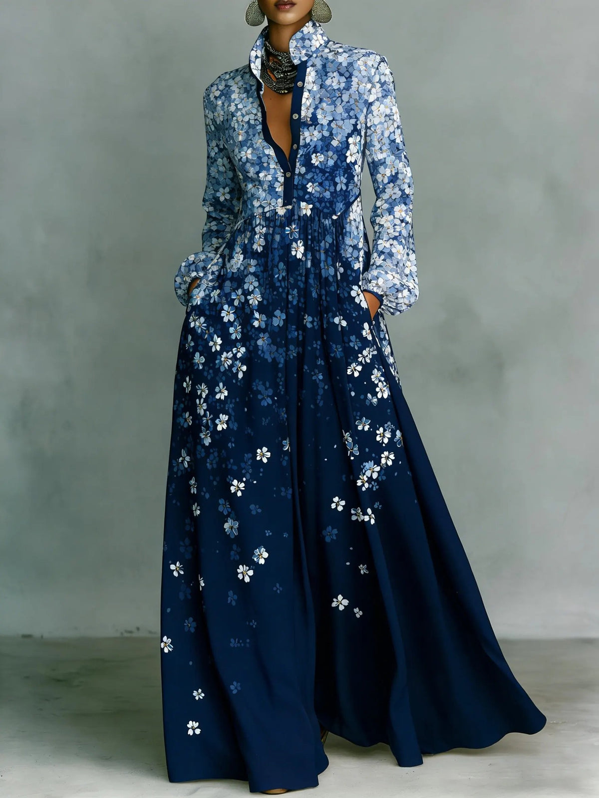 Womens Retro Casual Waist-Cinching Printed Dress – Premium 0 | RICALOUX