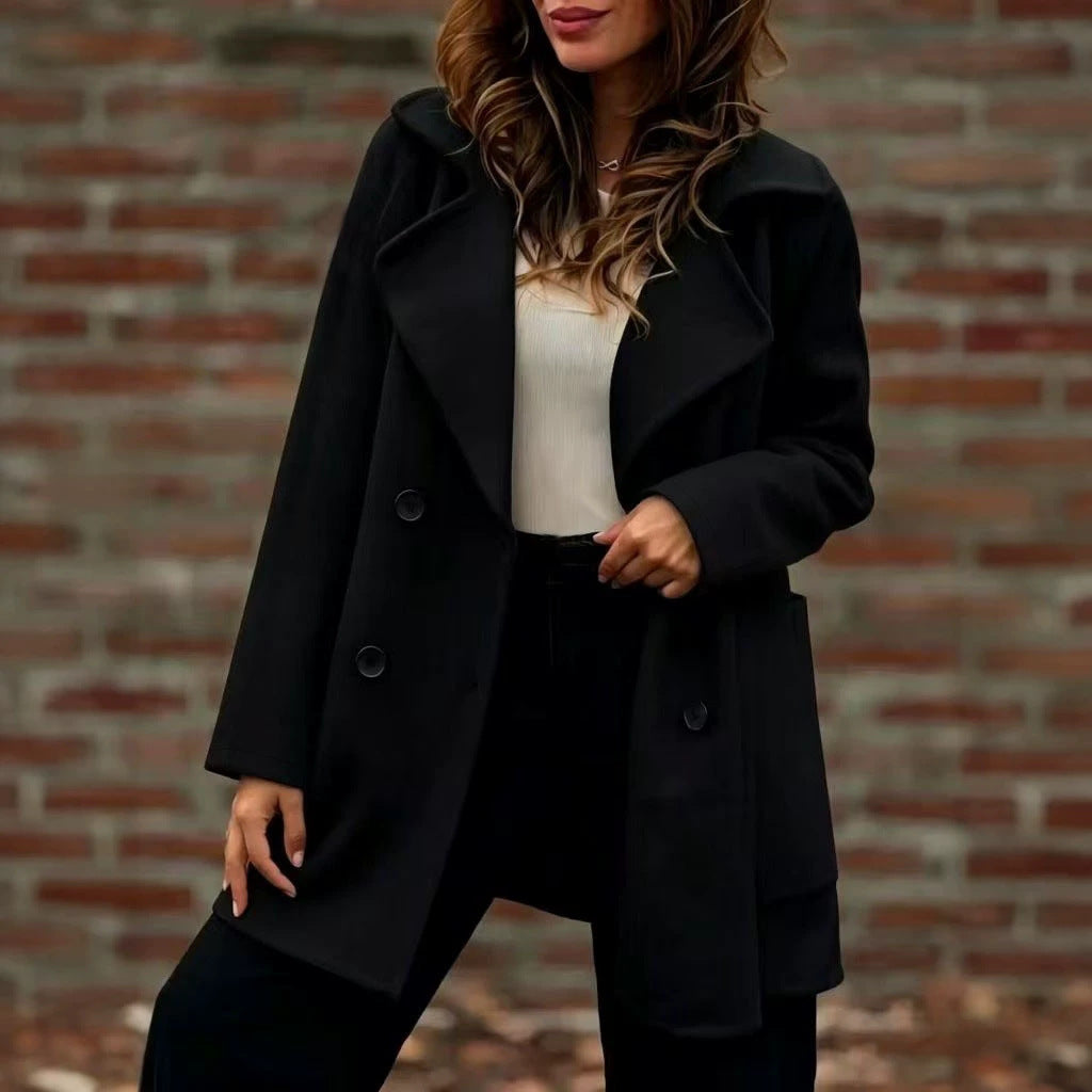 Loose-fitting Double-breasted Wool Coat by Ricaloux
