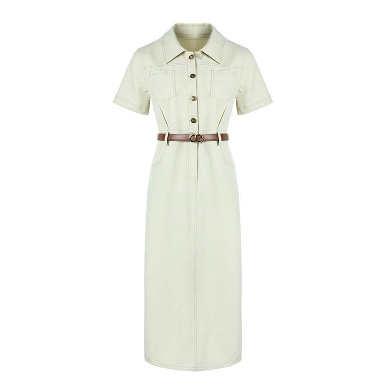 Womens Single-breasted Mid-length Casual Dress – Premium 0 | RICALOUX