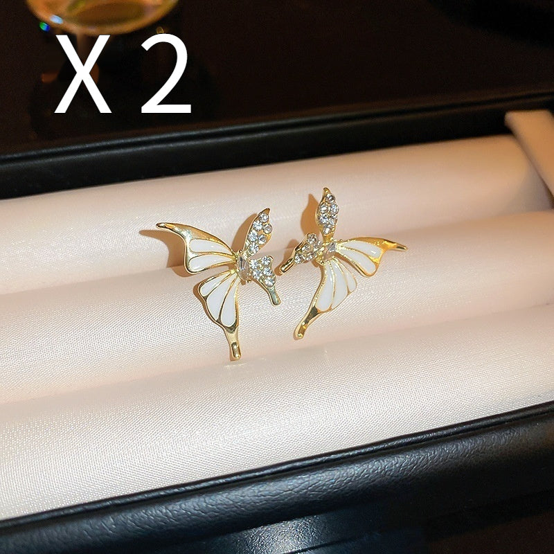 Fashion Jewelry Rhinestone Dripped Butterflies Stud Earrings Sweet Everyday Versatile Jewelry For Women by Ricaloux