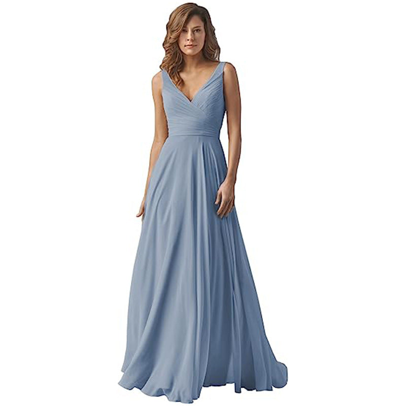 Women's V-neck Slim-fit Chiffon Dress by Ricaloux