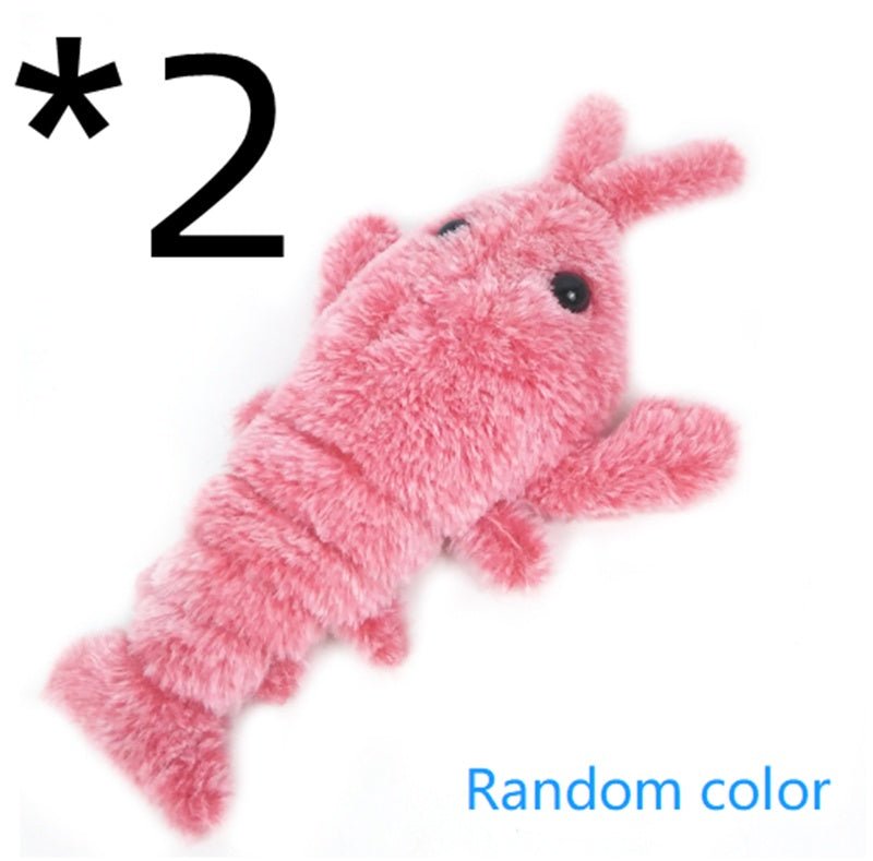 Pet Toys Electric Jumping Shrimp USB Charging Simulation Lobster Funny Cat Plush Pets Toy - RICALOUX