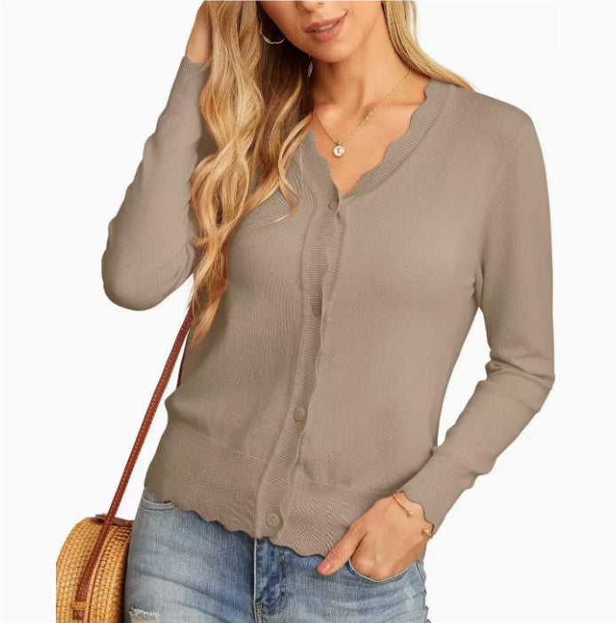Fashionable Cropped Knit Cardigan Sweater – Premium 0 | RICALOUX