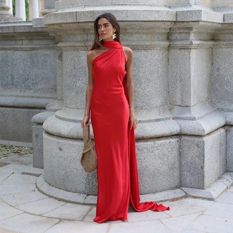 Evening Gown Banquet Wedding Long Dress High-end Minimalist Style by Ricaloux