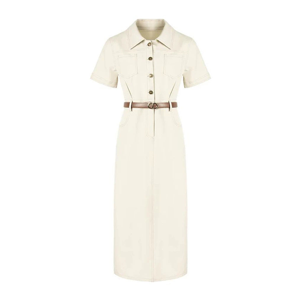 Womens Single-breasted Mid-length Casual Dress by Ricaloux