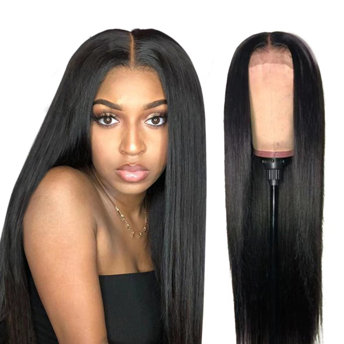 Front Lace Mid-length Straight Hair Women's High Temperature Synthetic Fiber Wigs – Premium 0 | RICALOUX