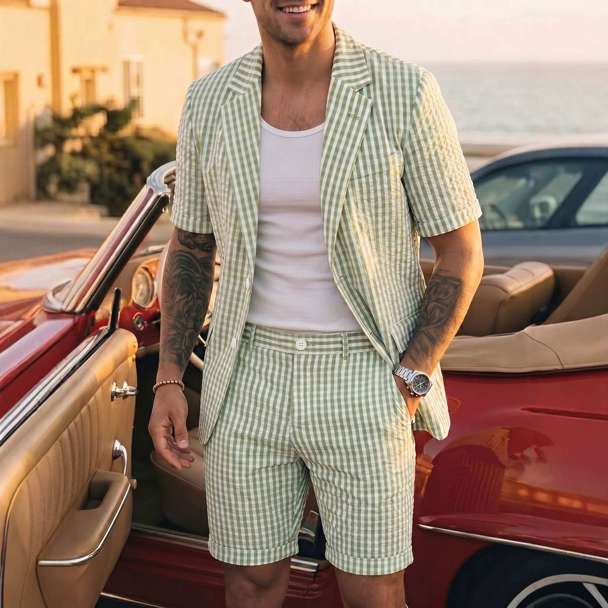 Mens Light Business-Casual Suit Set by Ricaloux