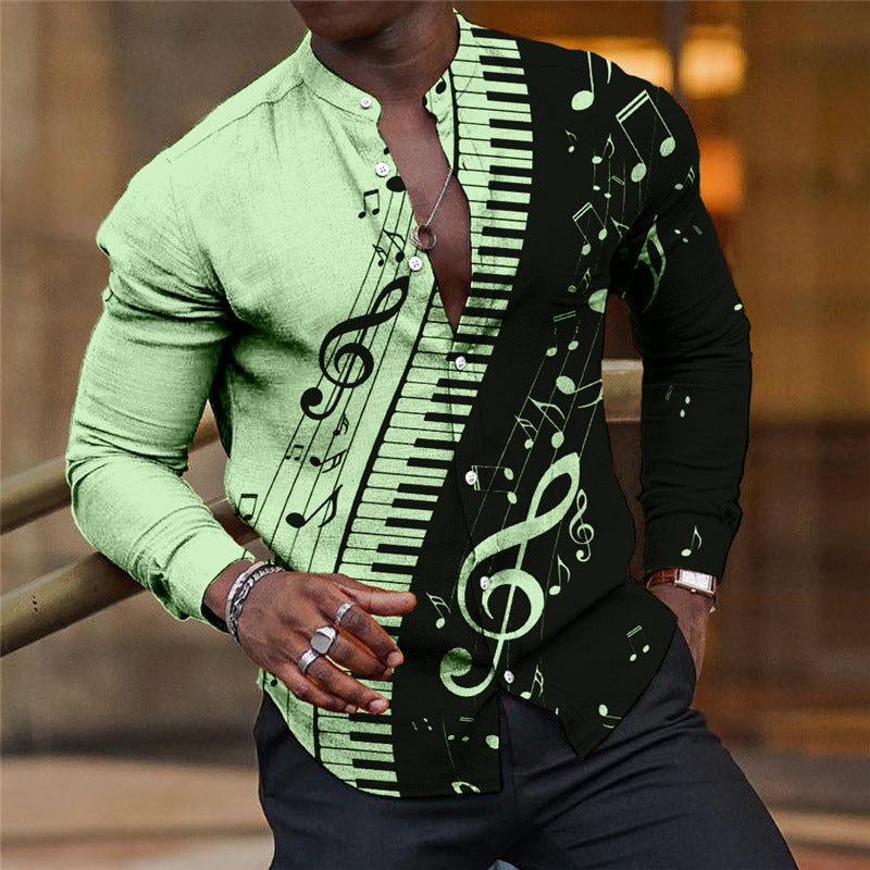 Mens Breathable Long-sleeve Printed Shirt by Ricaloux