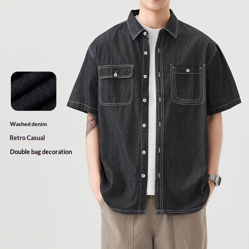 Mens Denim Shirt Slim-Fit Casual Shirt For Trendy Guys by Ricaloux