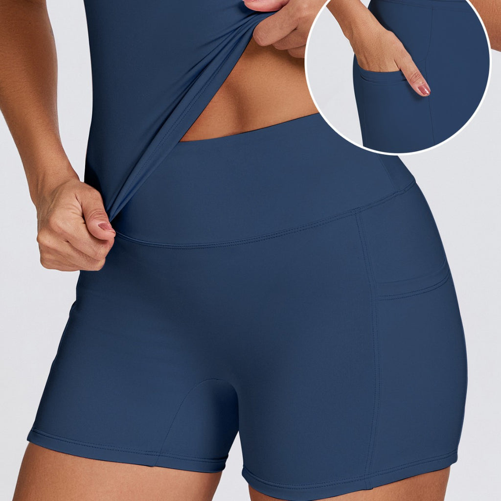 Womens Quick-Drying Yoga Outfit With Pockets Outdoor Running And Fitness Shorts by Ricaloux