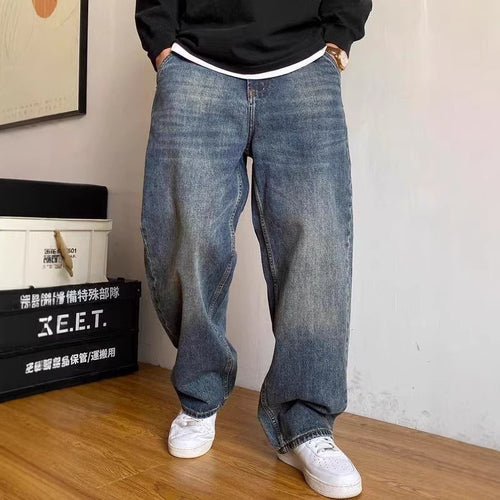American-style Casual High-end Heavyweight Washed Vintage Jeans For Spring And Autumn by Ricaloux