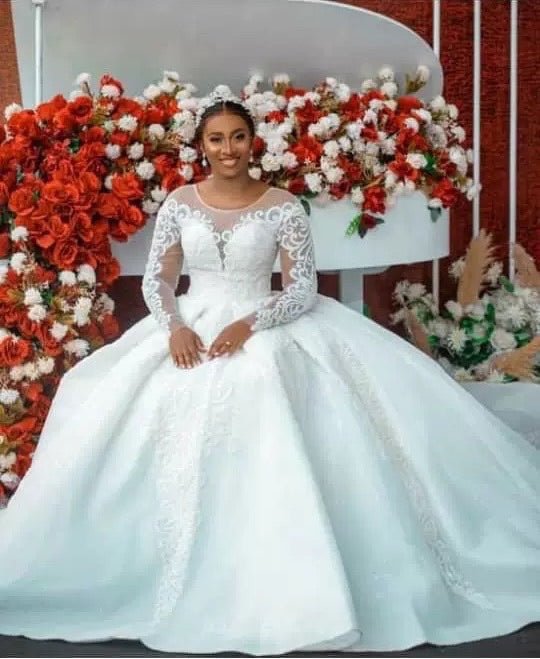 Ball Gown Wedding Dress Long Sleeves Bridal Gown - RICALOUX