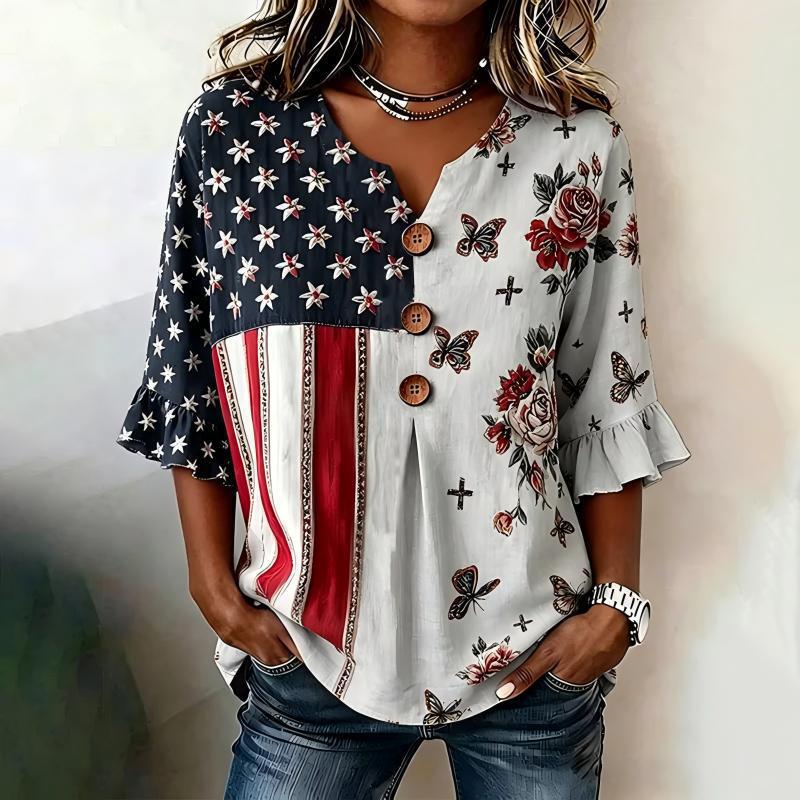 Womens Lace-trimmed Half-sleeve Casual Loose-fit Versatile Blouse – Premium 0 | RICALOUX