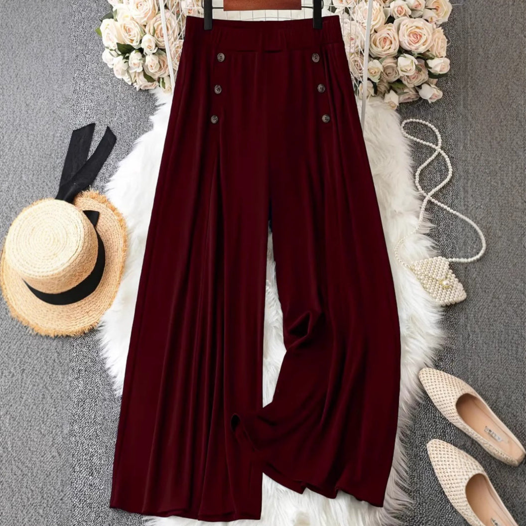 Solid-color Chic Springsummer Casual Wide-leg Trousers by Ricaloux