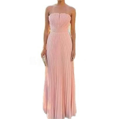 New European And American style Strapless Pleated Figure-flattering Dress by Ricaloux
