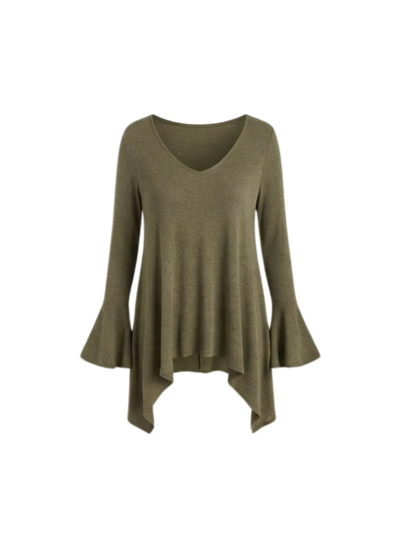 Womens Top With An Irregular Hem And Cuffs by Ricaloux