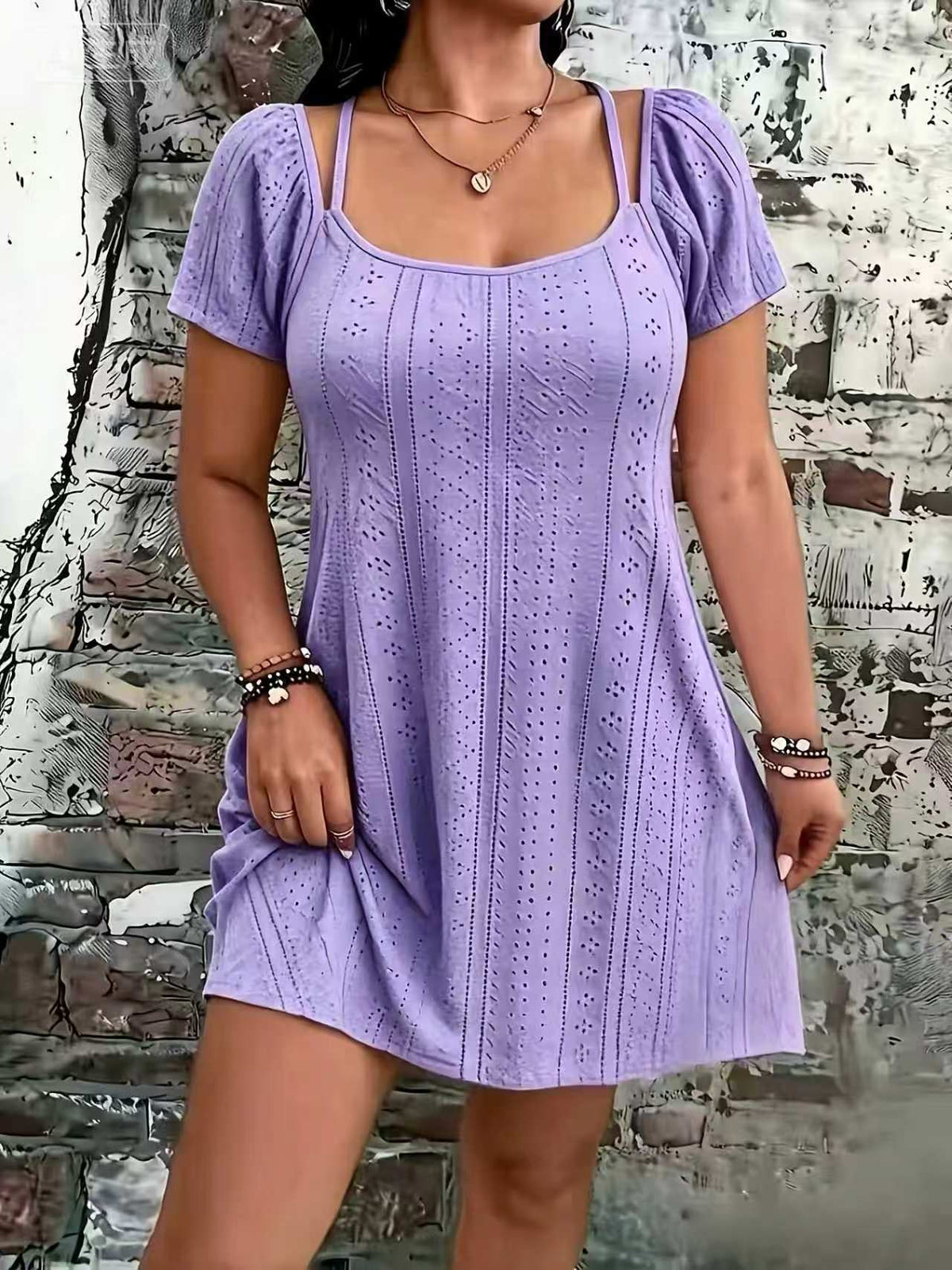 Fashionable Square-neck Short Camisole Dress by Ricaloux