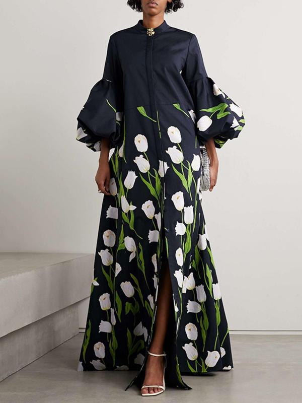 Printed Minimalist Midi Dress European And American Style by Ricaloux