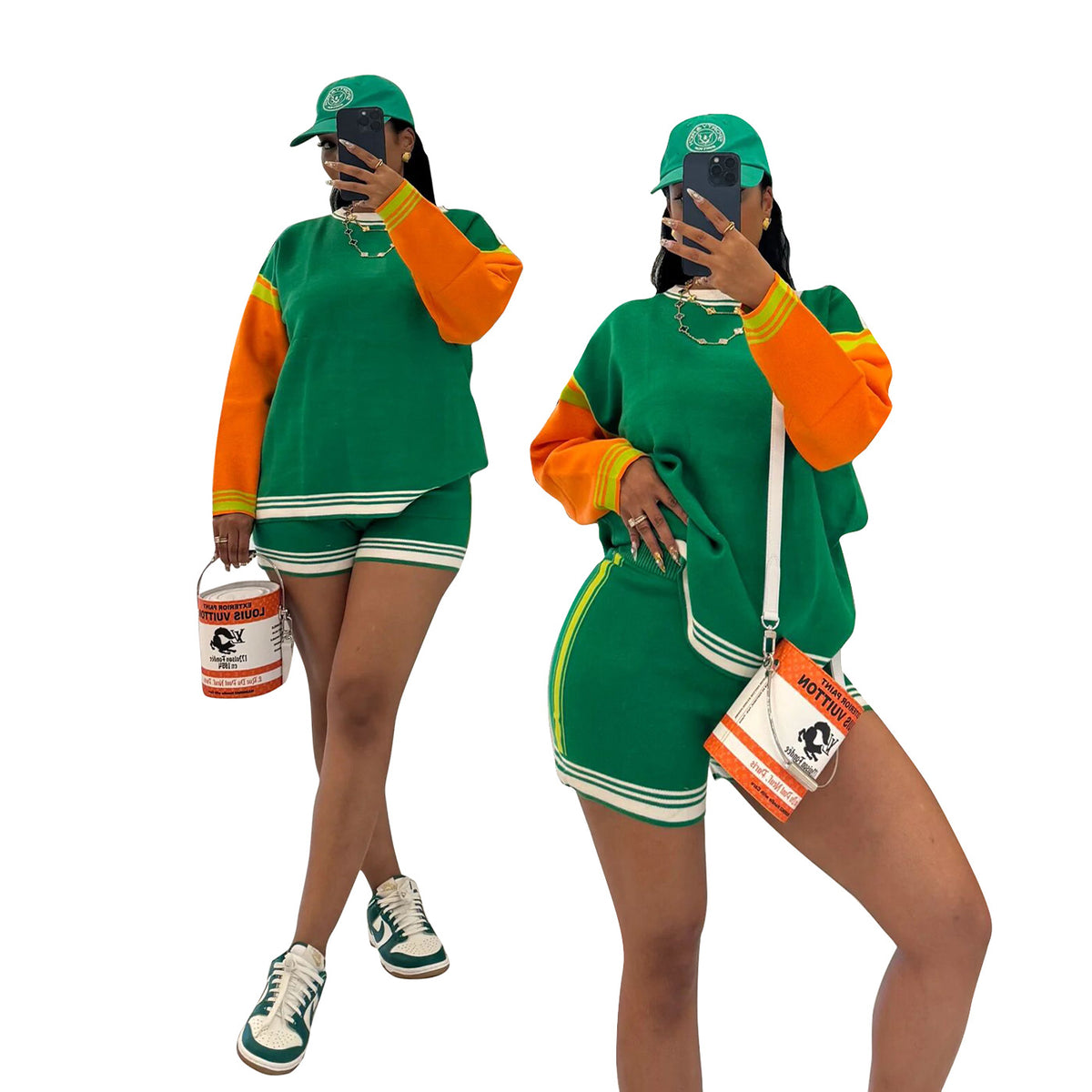 New Womens Sporty Stylish And Casual Color-block Set by Ricaloux