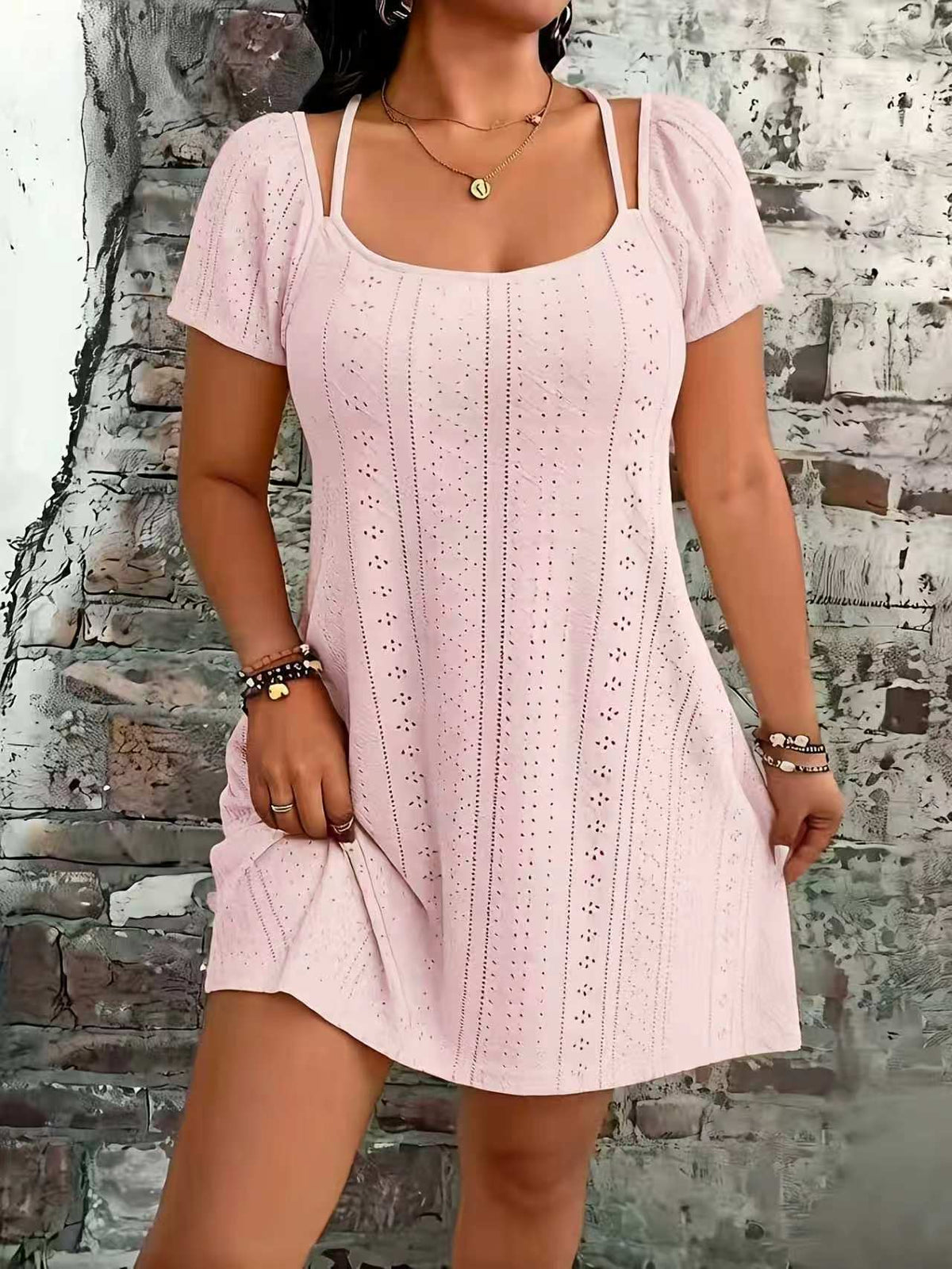 Fashionable Square-neck Short Camisole Dress by Ricaloux