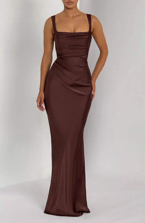 Calanthe Maxi Dress - Plum Brown – Premium 4 | RICALOUX