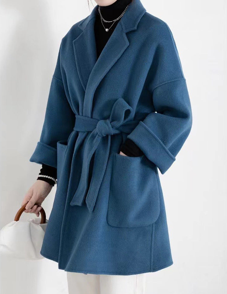 Mid-length Double-faced Wool Belted Coat by Ricaloux