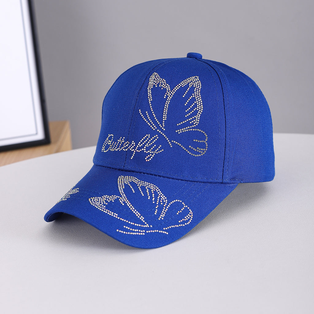 The New Men's And Women's Three-dimensional Rhinestone Butterfly Letter Decorative Versatile Baseball Cap Is Suitable For Daily Outings On Campus. by Ricaloux