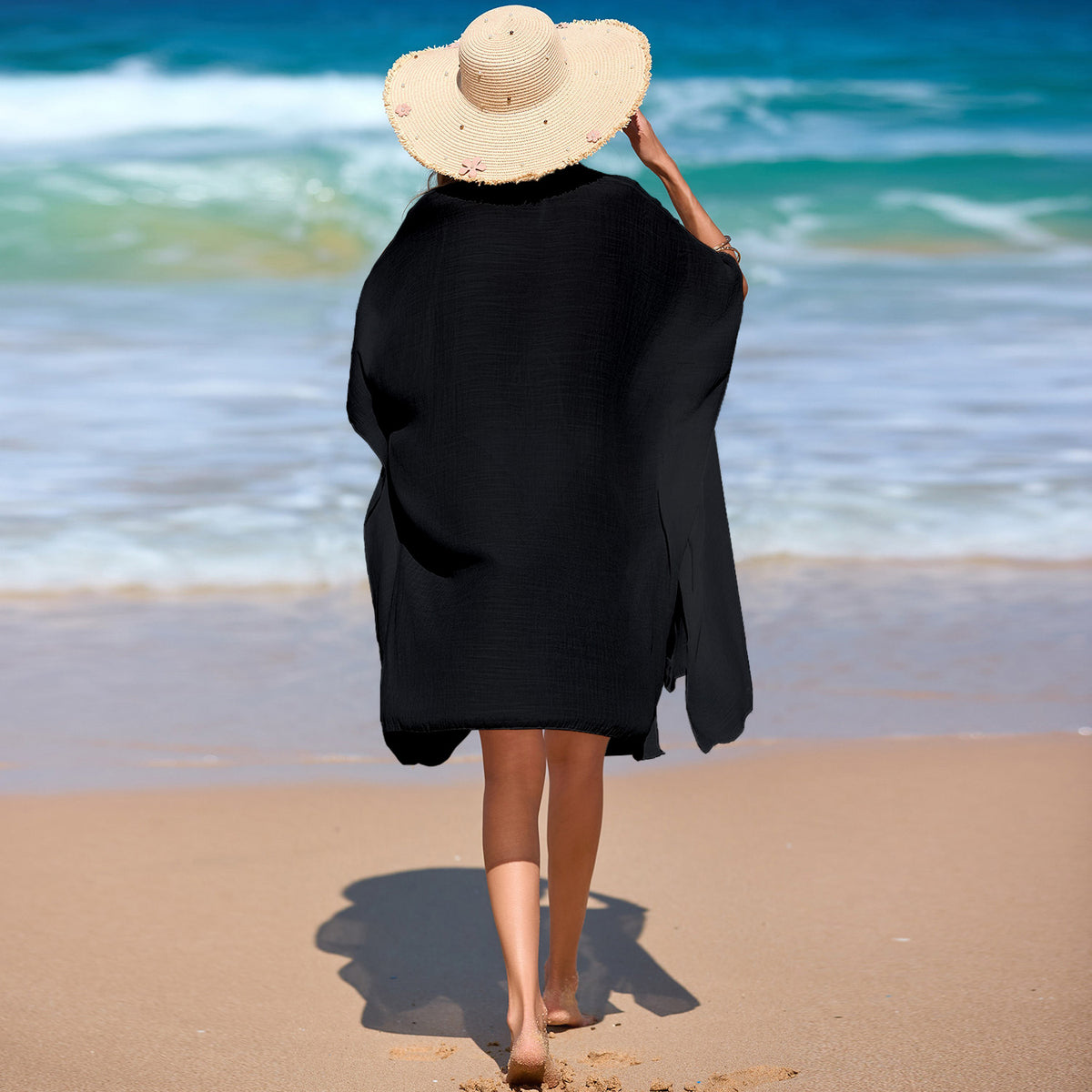 2026 Beach Cover Up, Polo Collar Shirt Dress, Sheer Loose Short Sleeve Bikini Cover Up – Premium 4 | RICALOUX