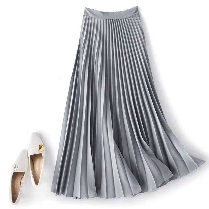 Satin Elegant Accordion High-waisted Pleated Skirt – Premium 0 | RICALOUX