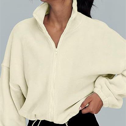 Women's Polar Fleece Sports Velvet Stand Collar Zipper Jacket - RICALOUX