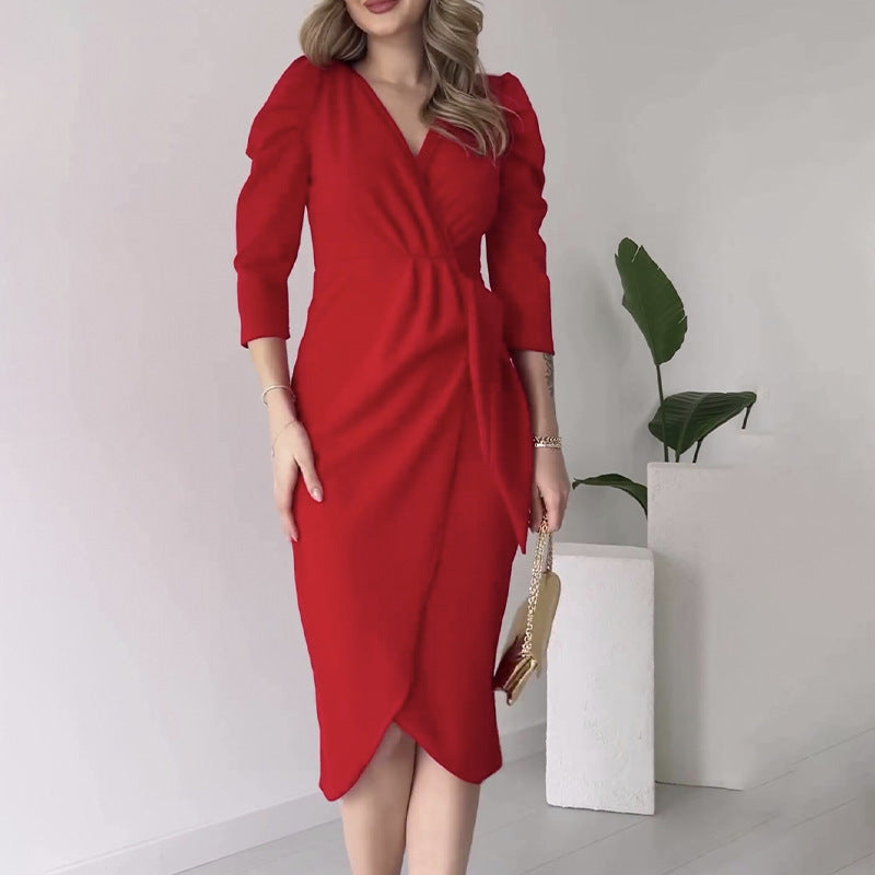 Figure-flattering Lotus-leaf Hem Midi Dress – Premium 0 | RICALOUX