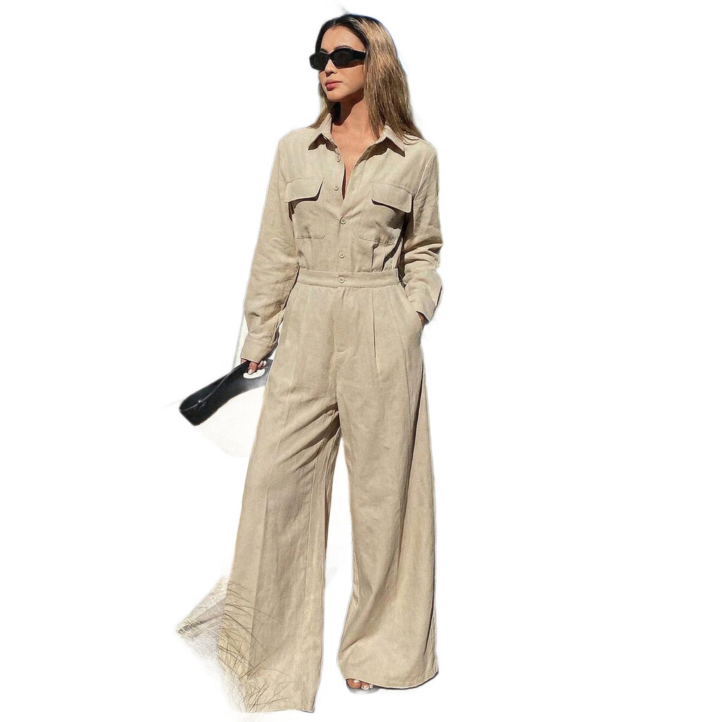 Autumn New Style Workwear-inspired Lapel Jumpsuit For Women – Premium 0 | RICALOUX