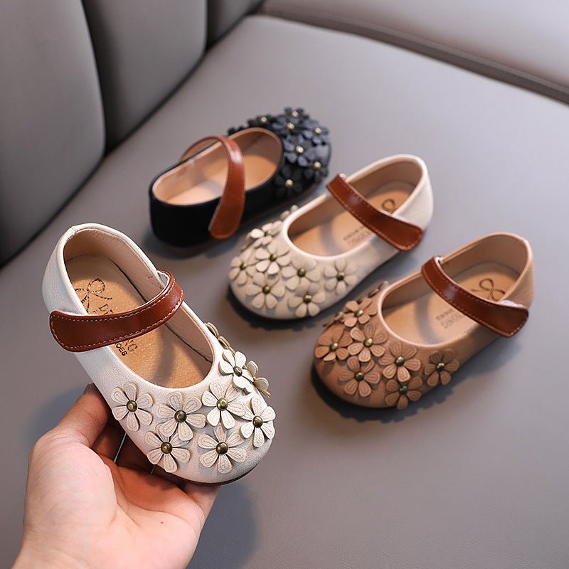 Girls' Small Leather Shoes, Female Babies, Flower Single Shoes, Soft Soles, Little Girls - RICALOUX